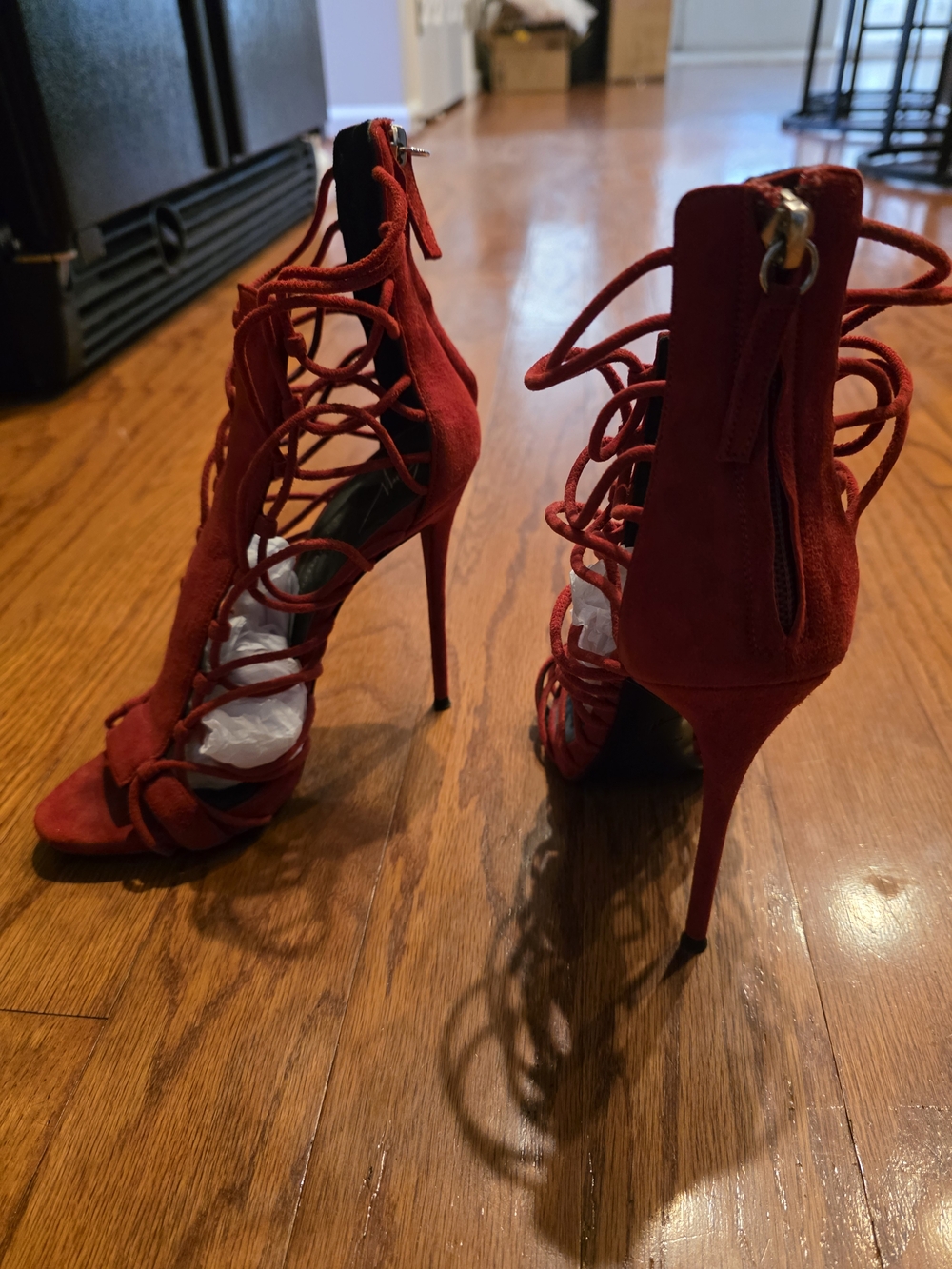 Giuseppe Zanotti Red Suede Caged Heels So Sexy